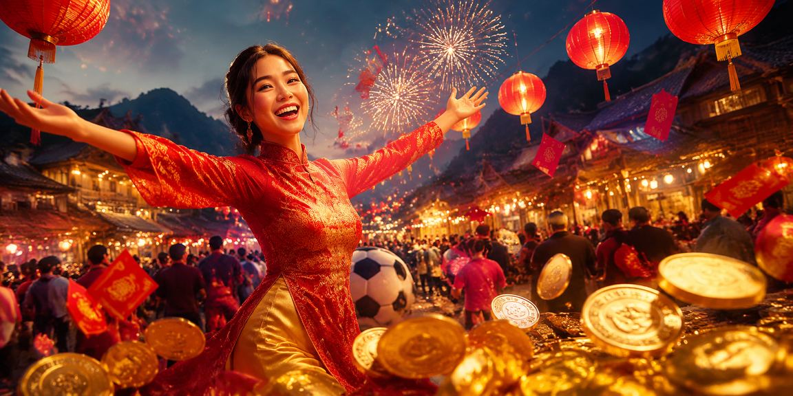 Phong bì đỏ may mắn và đèn lồng tại Sapa mùa lễ hội