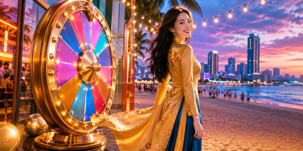 Không gian giải trí casino trực tuyến sôi động tại Việt Nam với đèn neon rực rỡ
